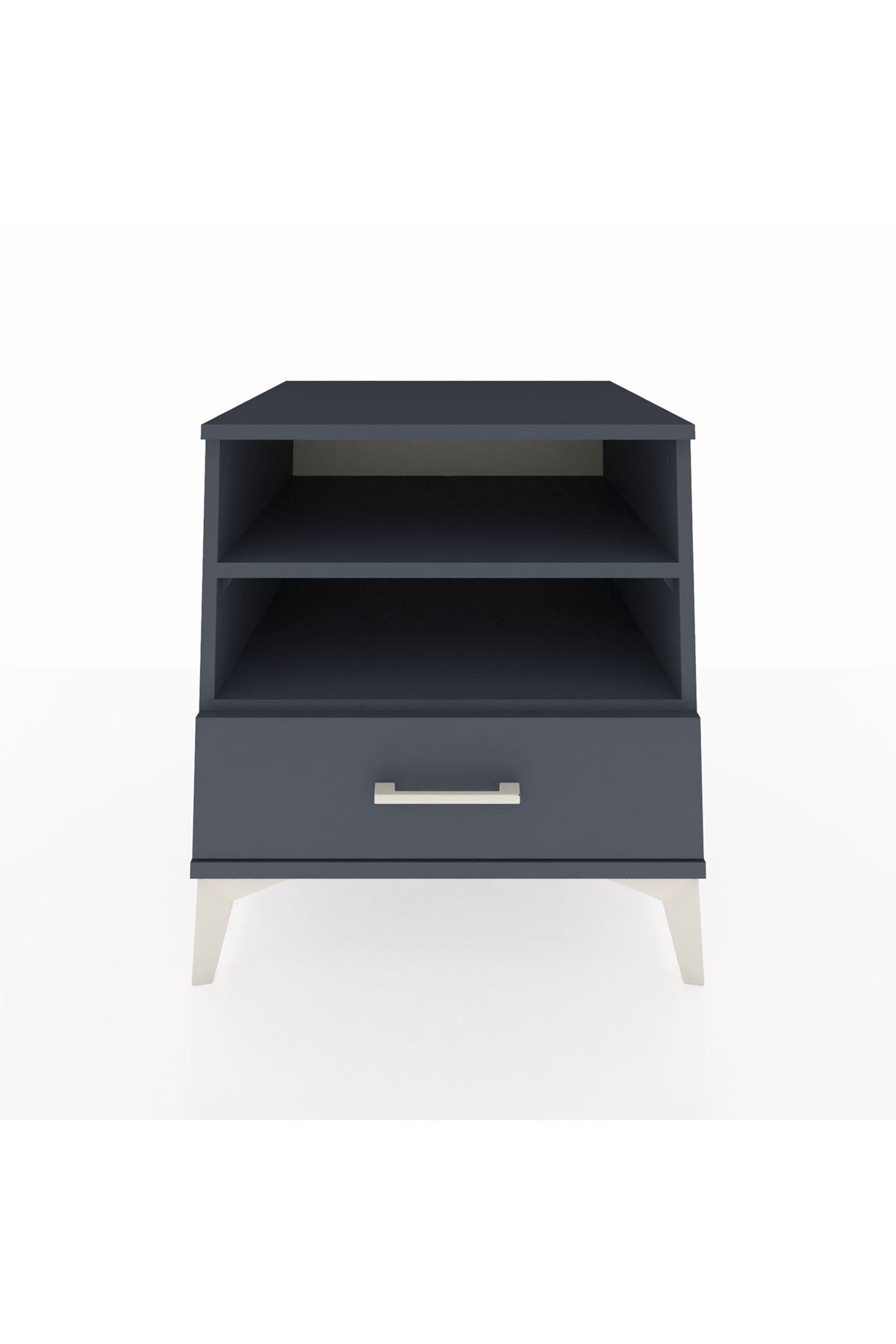 Kronos Komodin 2 Raflı Tek Çekmeceli 60x59x64 Antrasit-Antrasit