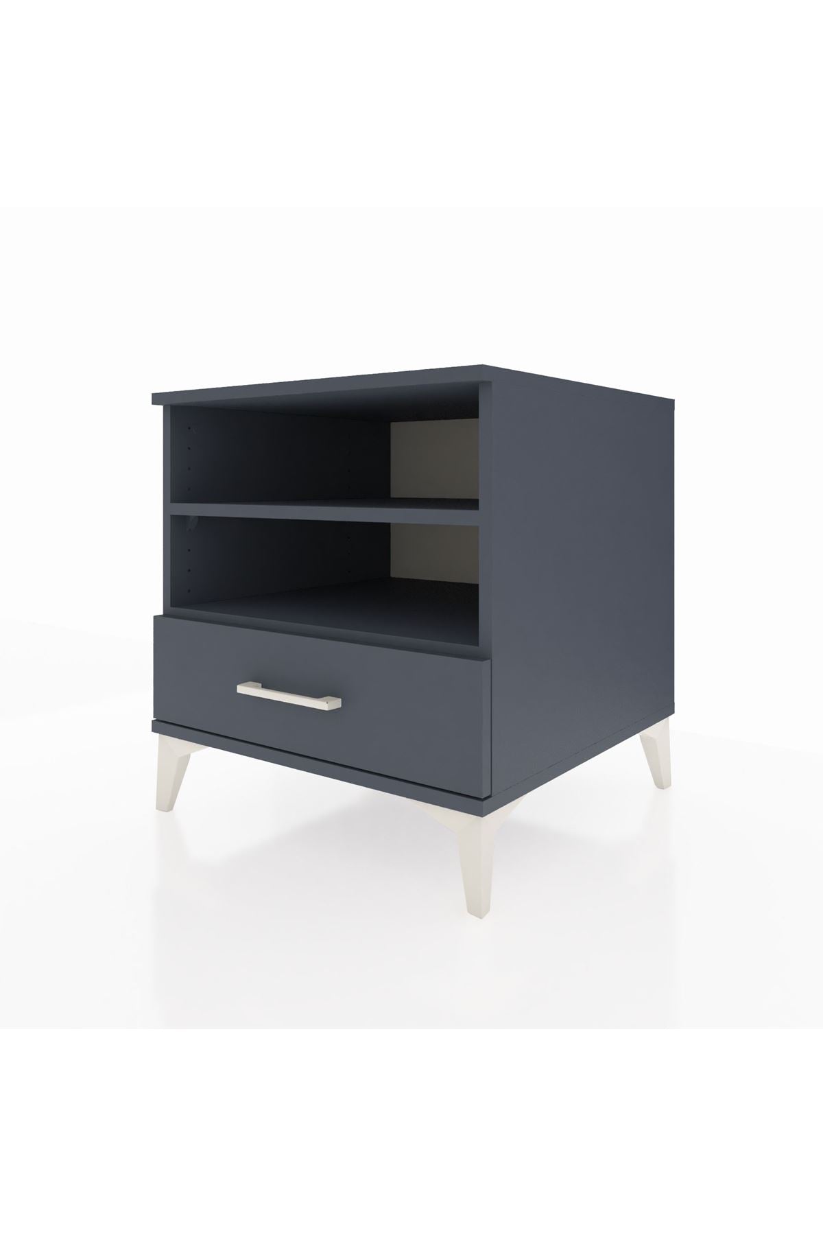 Kronos Komodin 2 Raflı Tek Çekmeceli 60x59x64 Antrasit-Antrasit