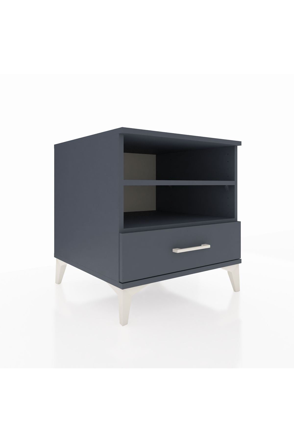 Kronos Komodin 2 Raflı Tek Çekmeceli 60x59x64 Antrasit-Antrasit