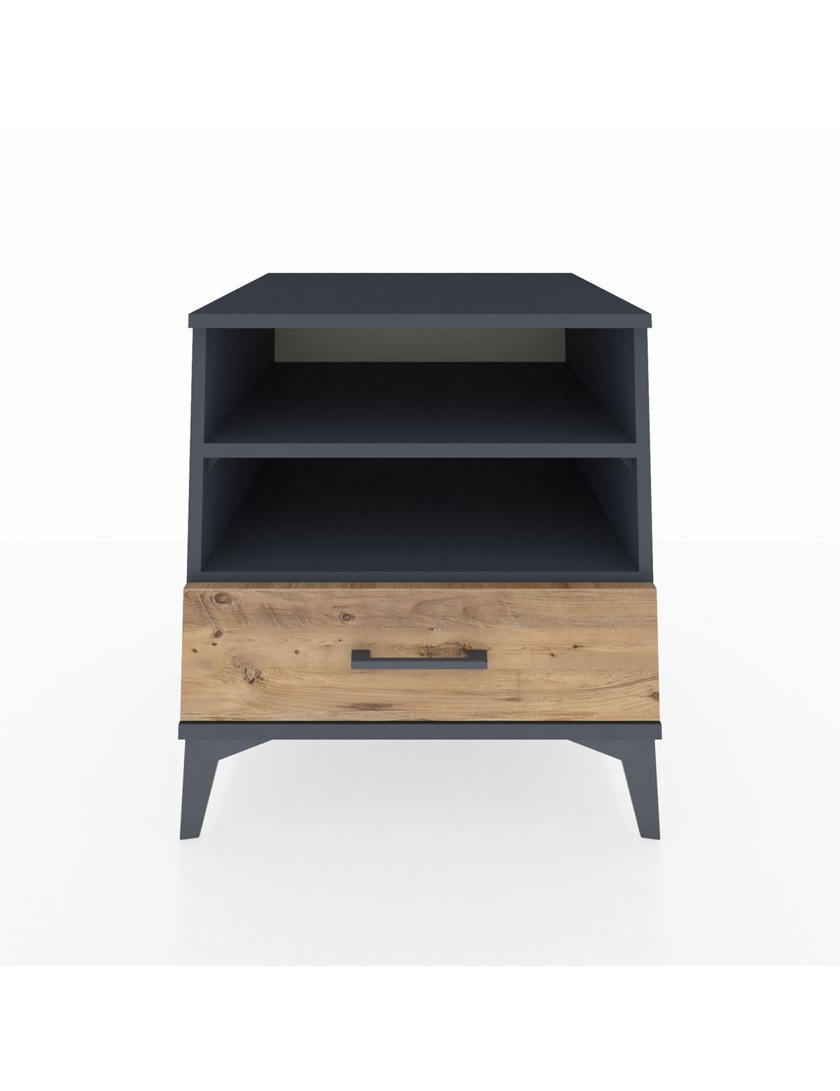 Kronos Komodin 2 Raflı Tek Çekmeceli 60x59x64 Antrasit-Çam