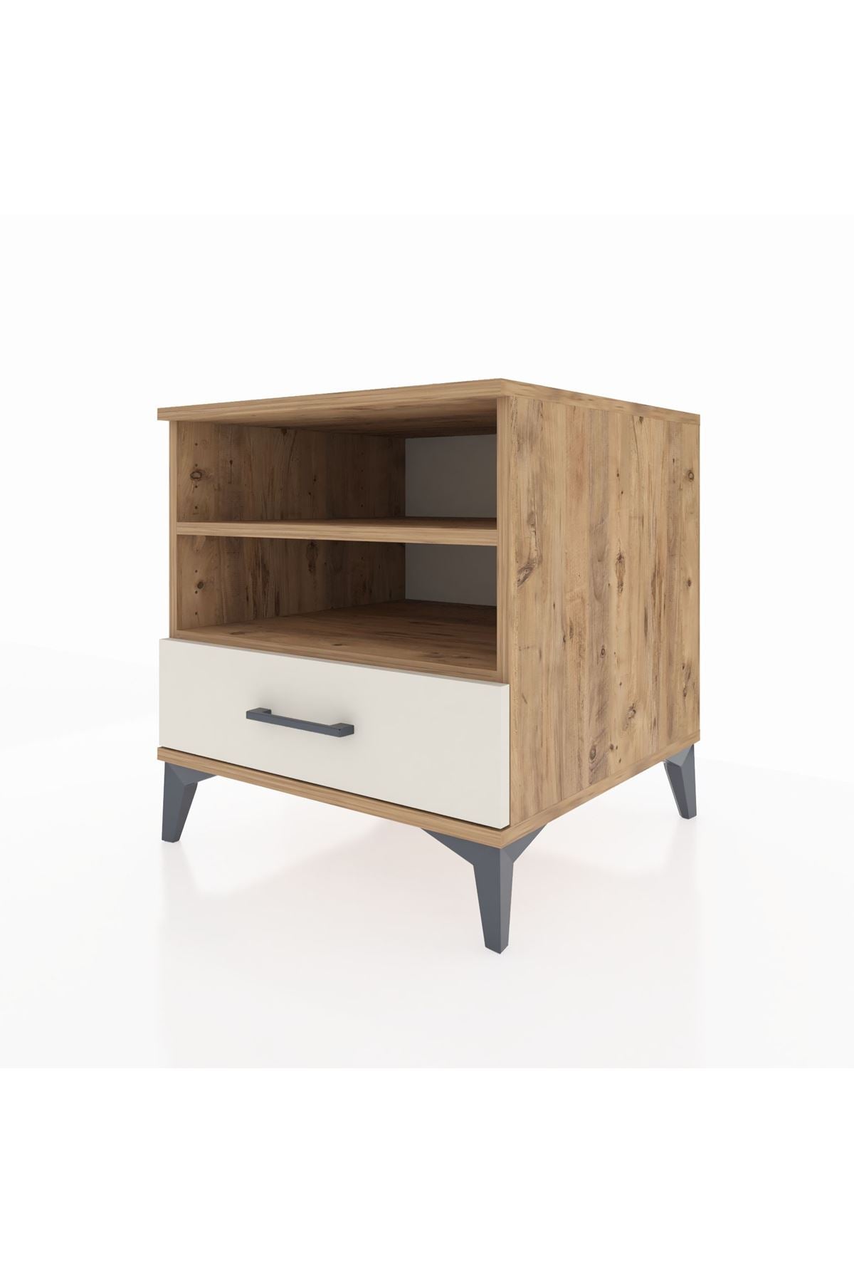 Kronos Komodin 2 Raflı Tek Çekmeceli 60x59x64 Çam-Aytaşı