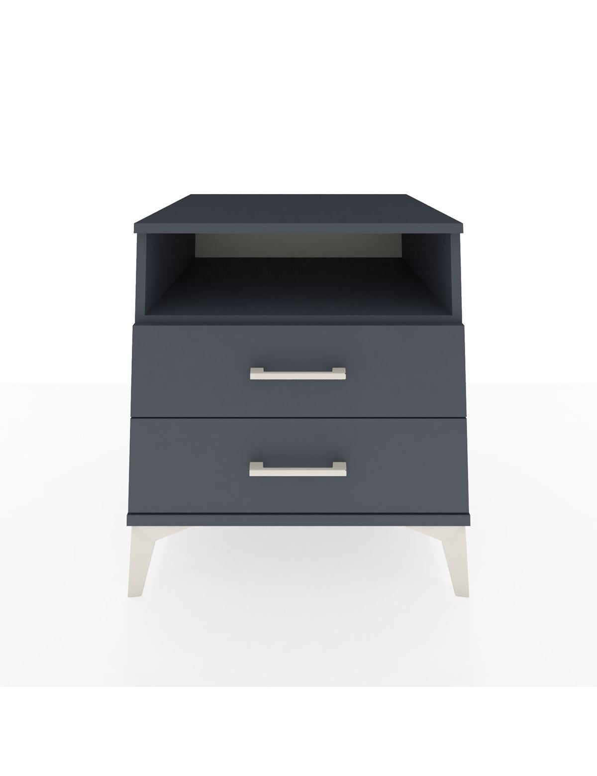 Kronos Komodin Tek Raflı 2 Çekmeceli 60x59x64 Antrasit-Antrasit