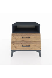 Kronos Komodin Tek Raflı 2 Çekmeceli 60x59x64 Antrasit-Çam