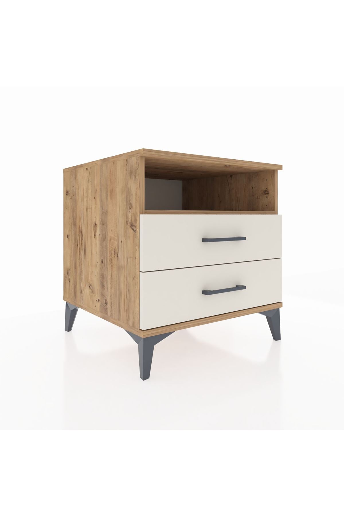 Kronos Komodin Tek Raflı 2 Çekmeceli 60x59x64 Çam-Aytaşı