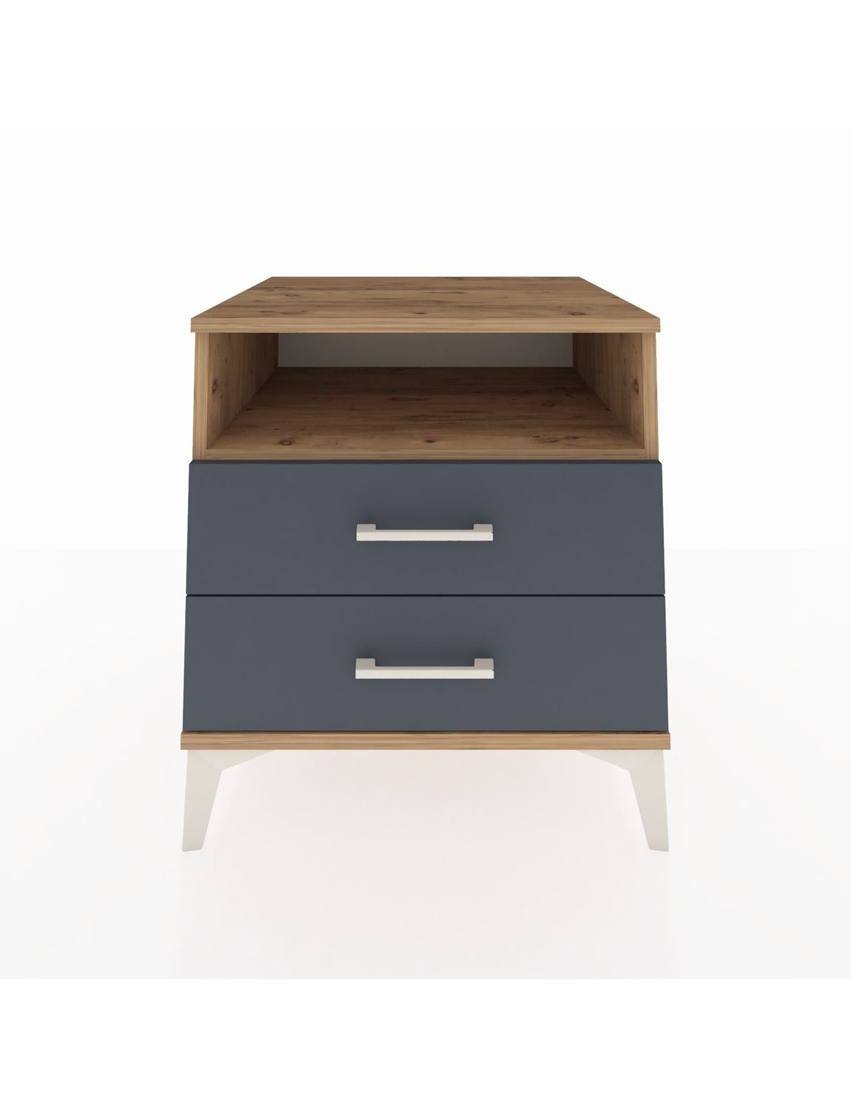 Kronos Komodin Tek Raflı 2 Çekmeceli 60x59x64 Çam-Antrasit