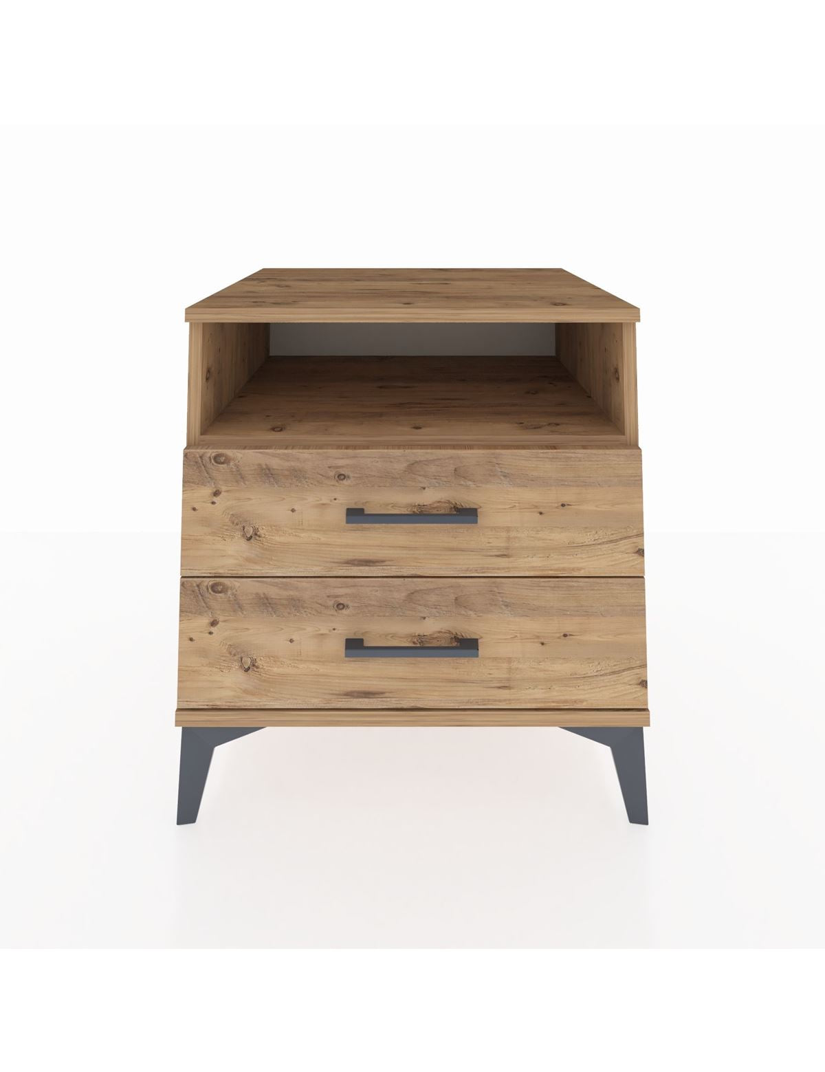 Kronos Komodin Tek Raflı 2 Çekmeceli 60x59x64 Çam-Çam