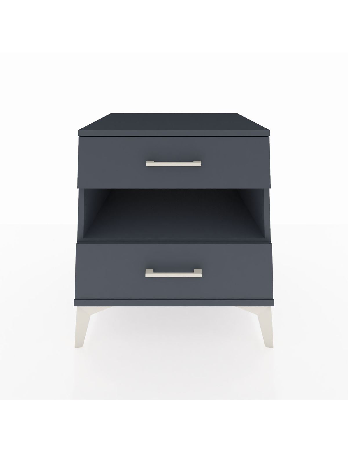 Kronos Komodin Tek Raflı 2 Çekmeceli 60x59x64 Antrasit-Antrasit