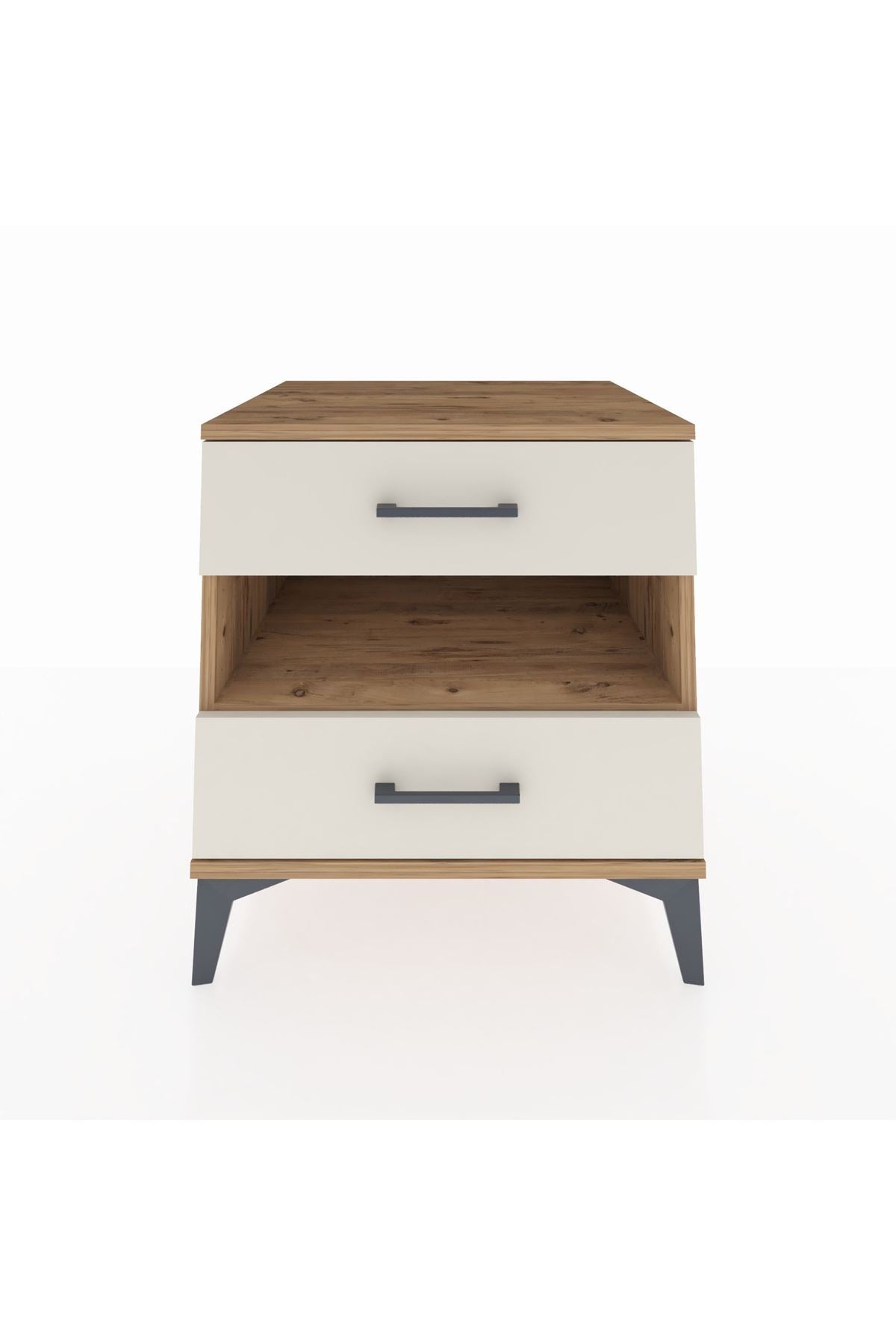 Kronos Komodin Tek Raflı 2 Çekmeceli 60x59x64 Çam-Aytaşı