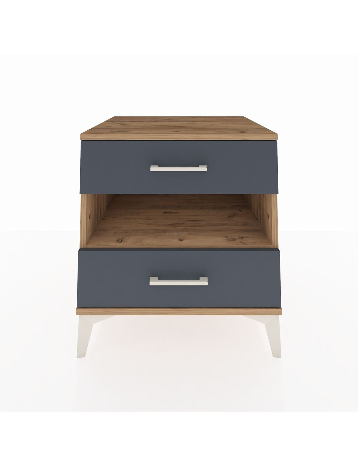 Kronos Komodin Tek Raflı 2 Çekmeceli 60x59x64 Çam-Antrasit