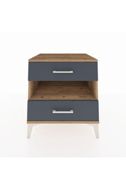 Kronos Komodin Tek Raflı 2 Çekmeceli 60x59x64 Çam-Antrasit