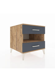 Kronos Komodin Tek Raflı 2 Çekmeceli 60x59x64 Çam-Antrasit