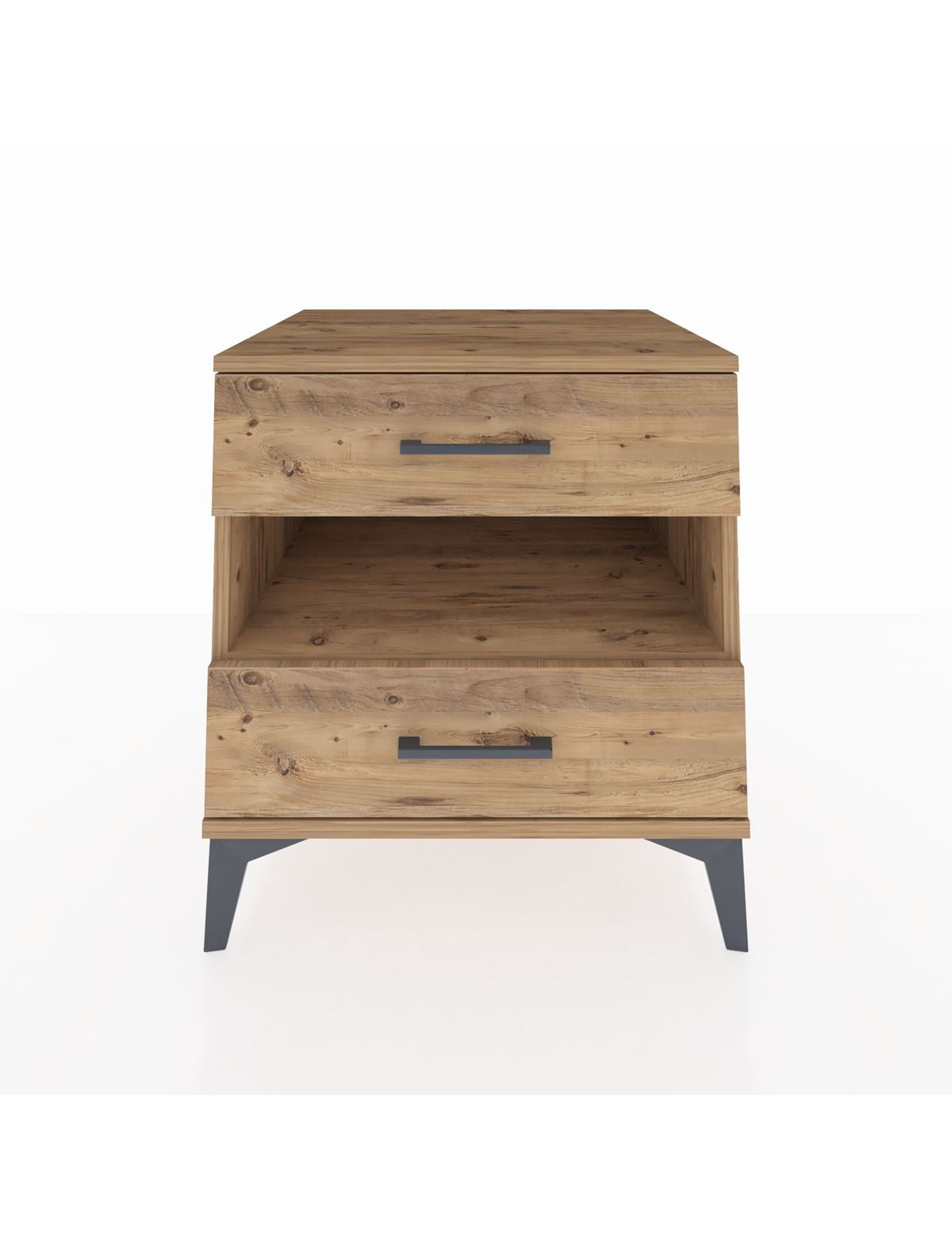 Kronos Komodin Tek Raflı 2 Çekmeceli 60x59x64 Çam-Çam