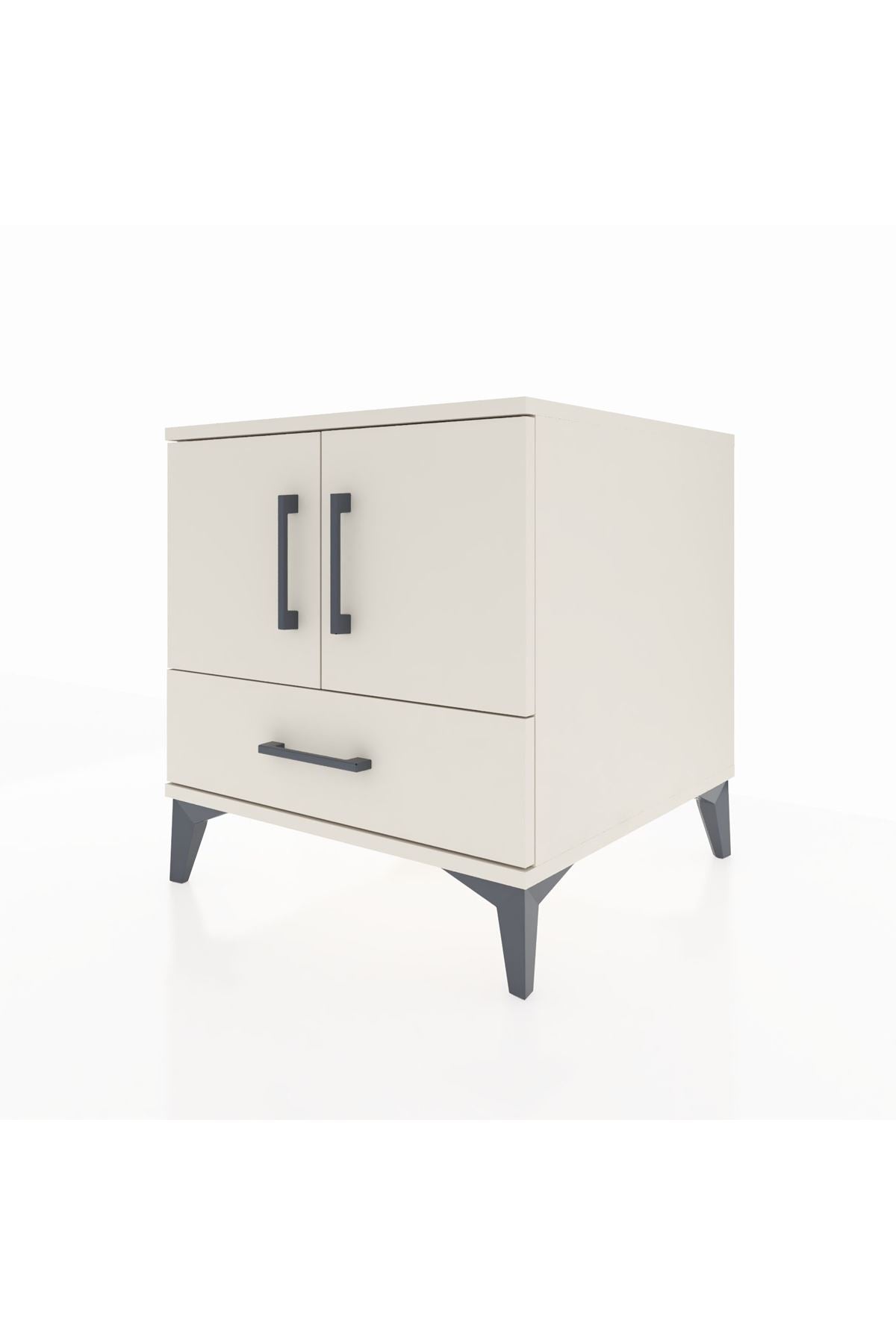 Kronos Komodin 2 Raflı Tek Çekmeceli 2 Kapaklı 60x59x64 Aytaşı-Aytaşı