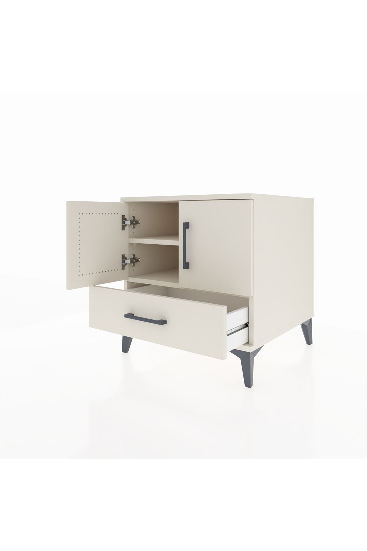Kronos Komodin 2 Raflı Tek Çekmeceli 2 Kapaklı 60x59x64 - S78M007V1C