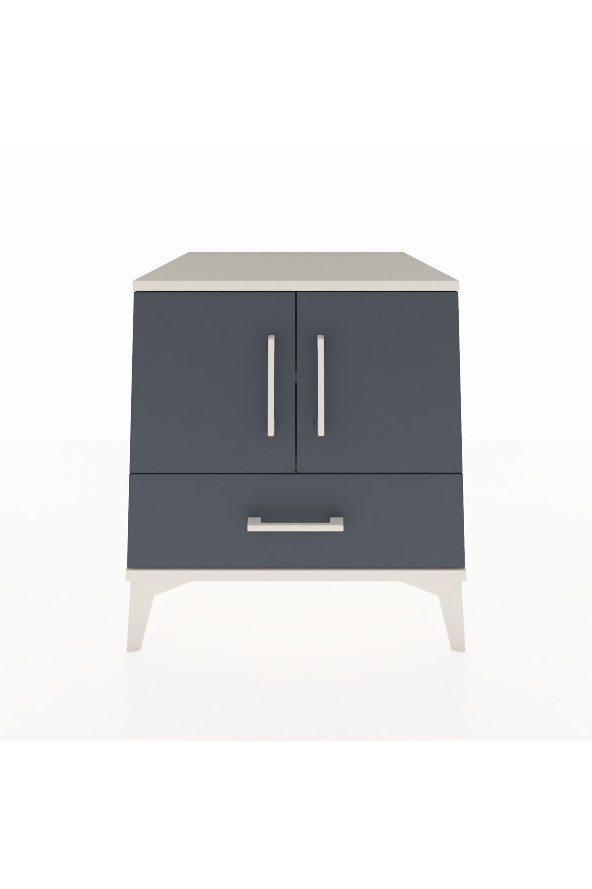 Kronos Komodin 2 Raflı Tek Çekmeceli 2 Kapaklı 60x59x64 Aytaşı-Antrasit