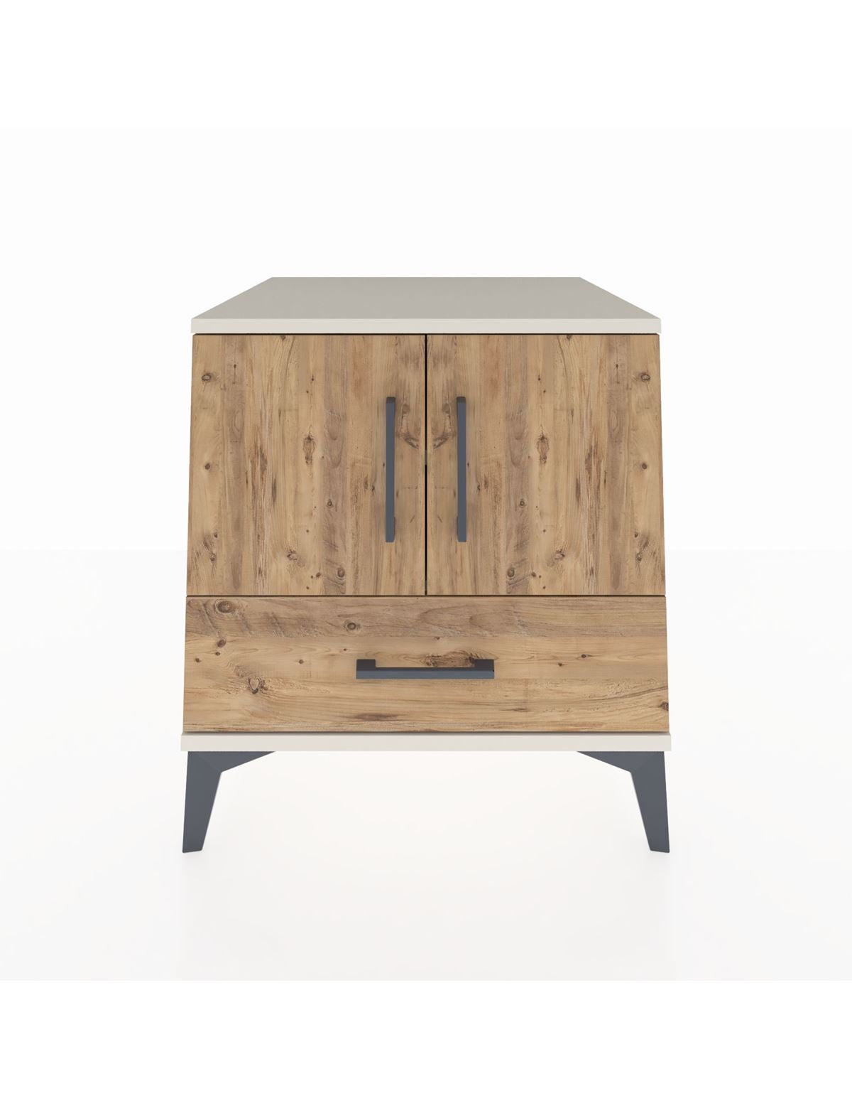 Kronos Komodin 2 Raflı Tek Çekmeceli 2 Kapaklı 60x59x64 Aytaşı-Çam