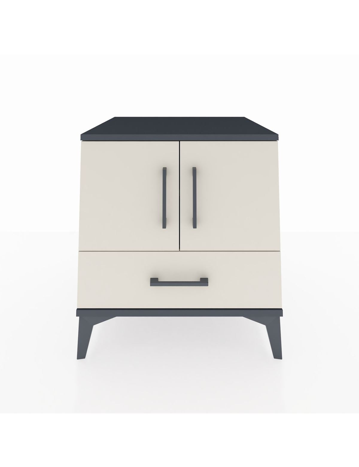 Kronos Komodin 2 Raflı Tek Çekmeceli 2 Kapaklı 60x59x64 Antrasit-Aytaşı