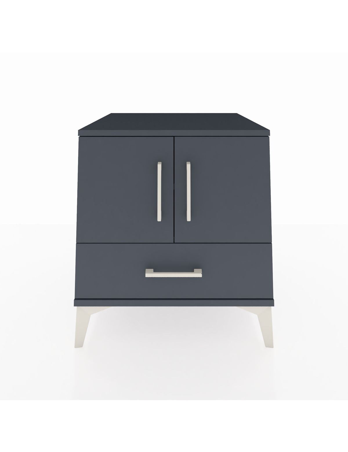 Kronos Komodin 2 Raflı Tek Çekmeceli 2 Kapaklı 60x59x64 Antrasit-Antrasit