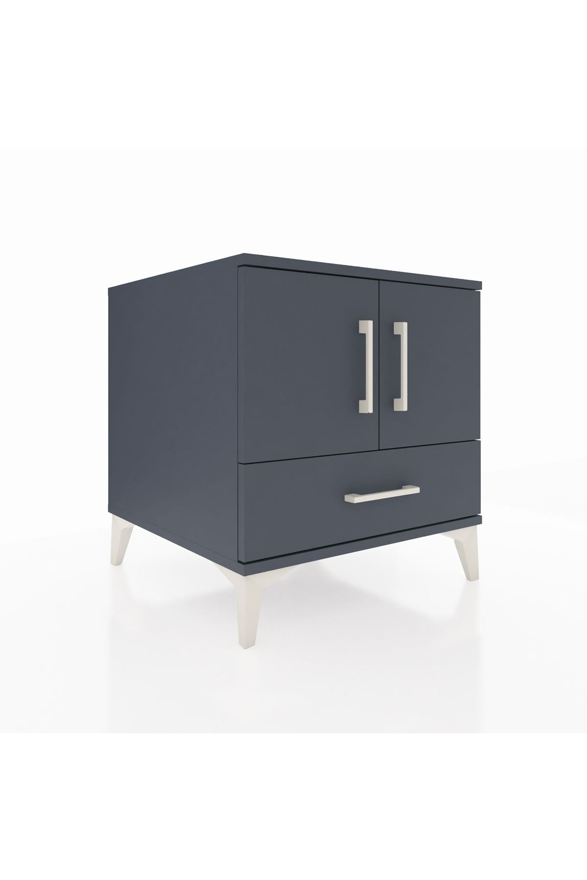 Kronos Komodin 2 Raflı Tek Çekmeceli 2 Kapaklı 60x59x64 Antrasit-Antrasit