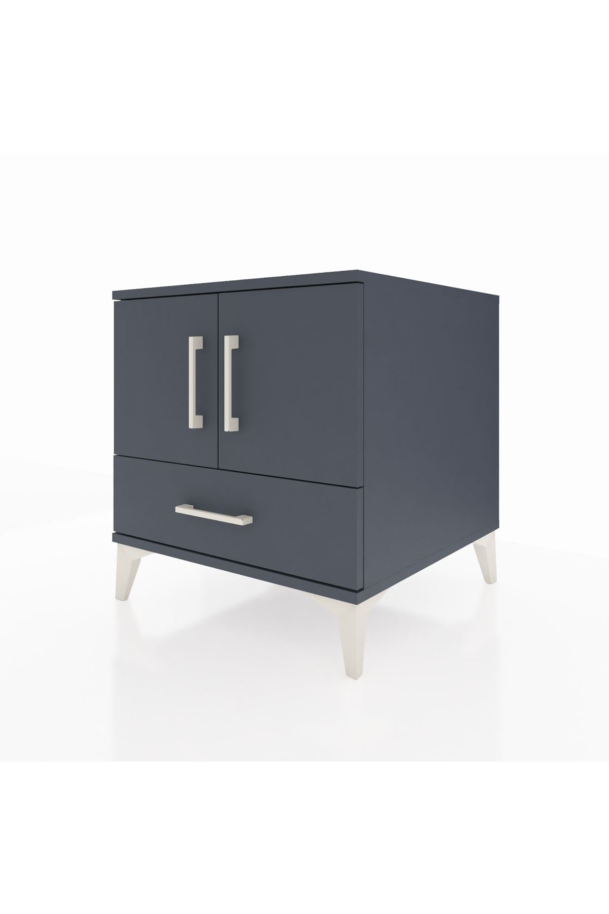 Kronos Komodin 2 Raflı Tek Çekmeceli 2 Kapaklı 60x59x64 Antrasit-Antrasit