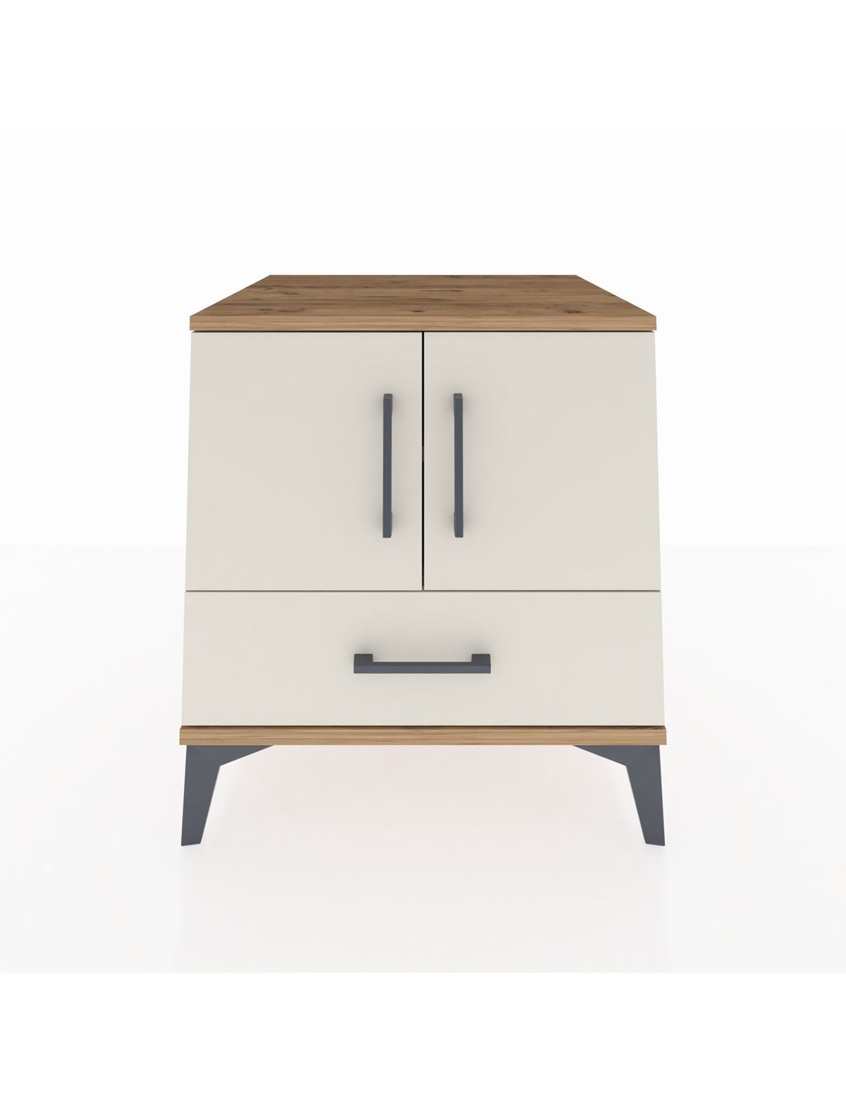 Kronos Komodin 2 Raflı Tek Çekmeceli 2 Kapaklı 60x59x64 Çam-Aytaşı