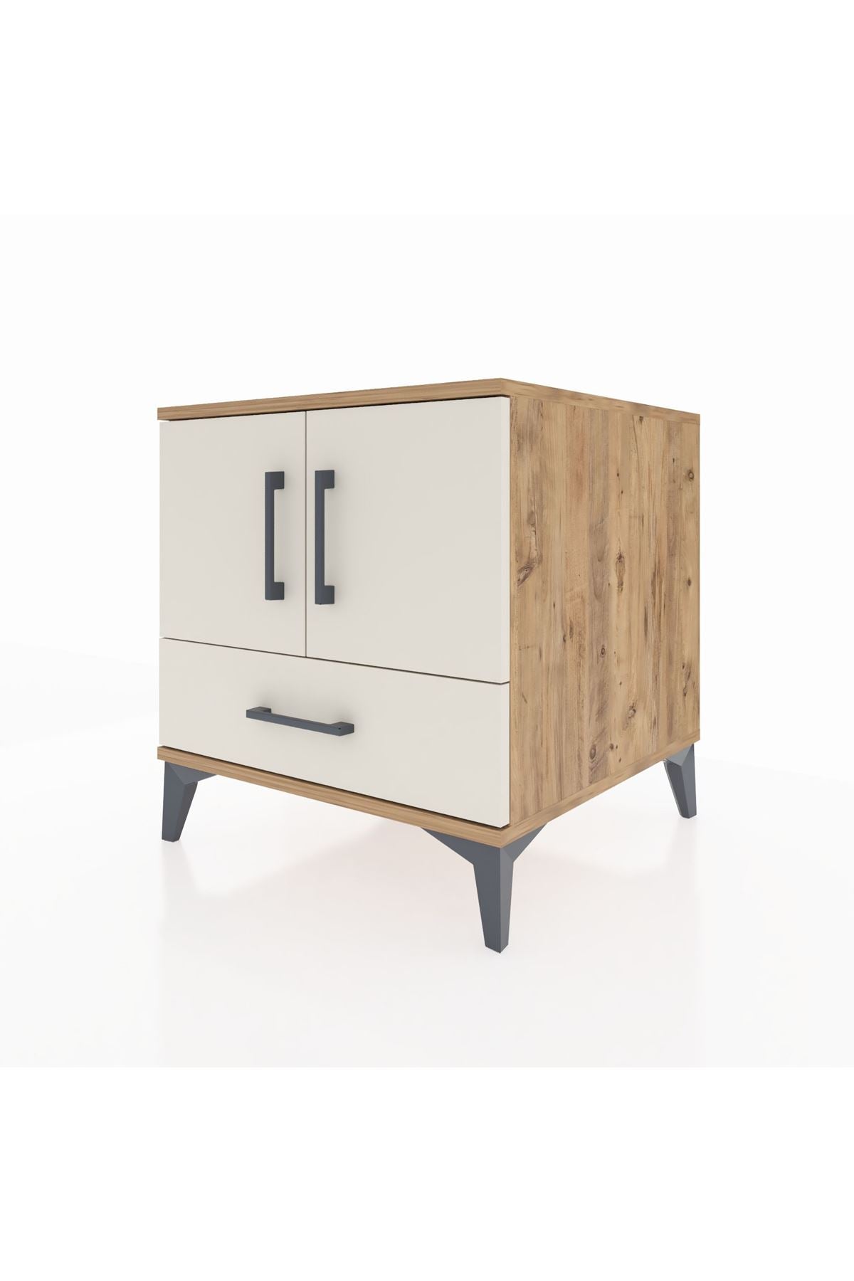 Kronos Komodin 2 Raflı Tek Çekmeceli 2 Kapaklı 60x59x64 Çam-Aytaşı