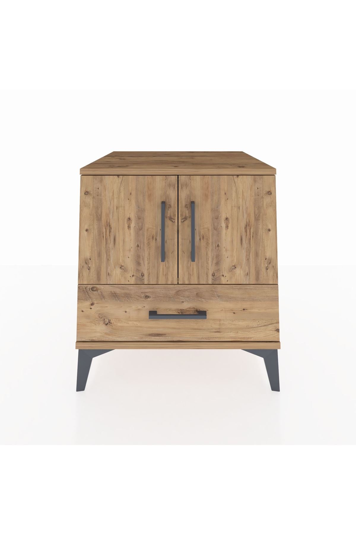 Kronos Komodin 2 Raflı Tek Çekmeceli 2 Kapaklı 60x59x64 Çam-Çam