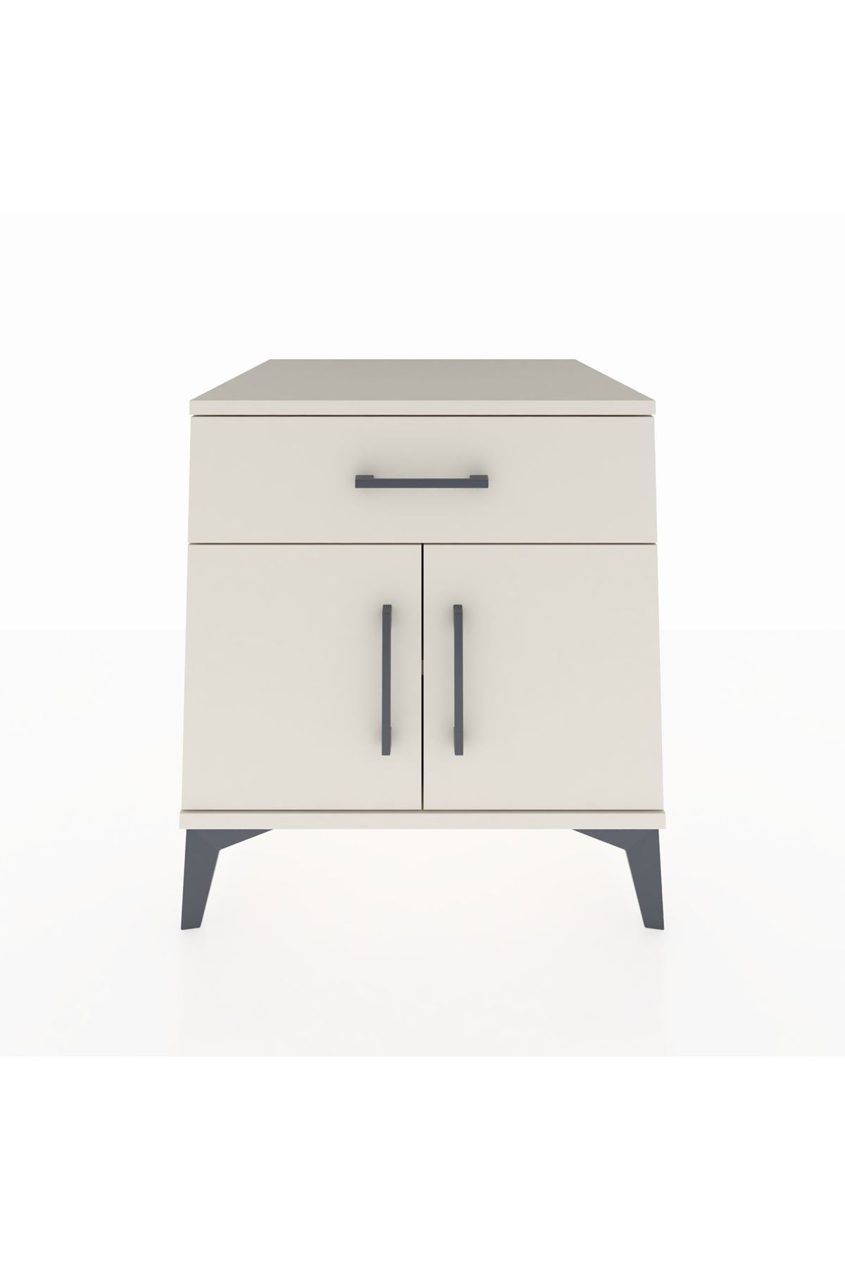 Kronos Komodin Tek Raflı Tek Çekmeceli 2 Kapaklı 60x59x64 Aytaşı-Aytaşı