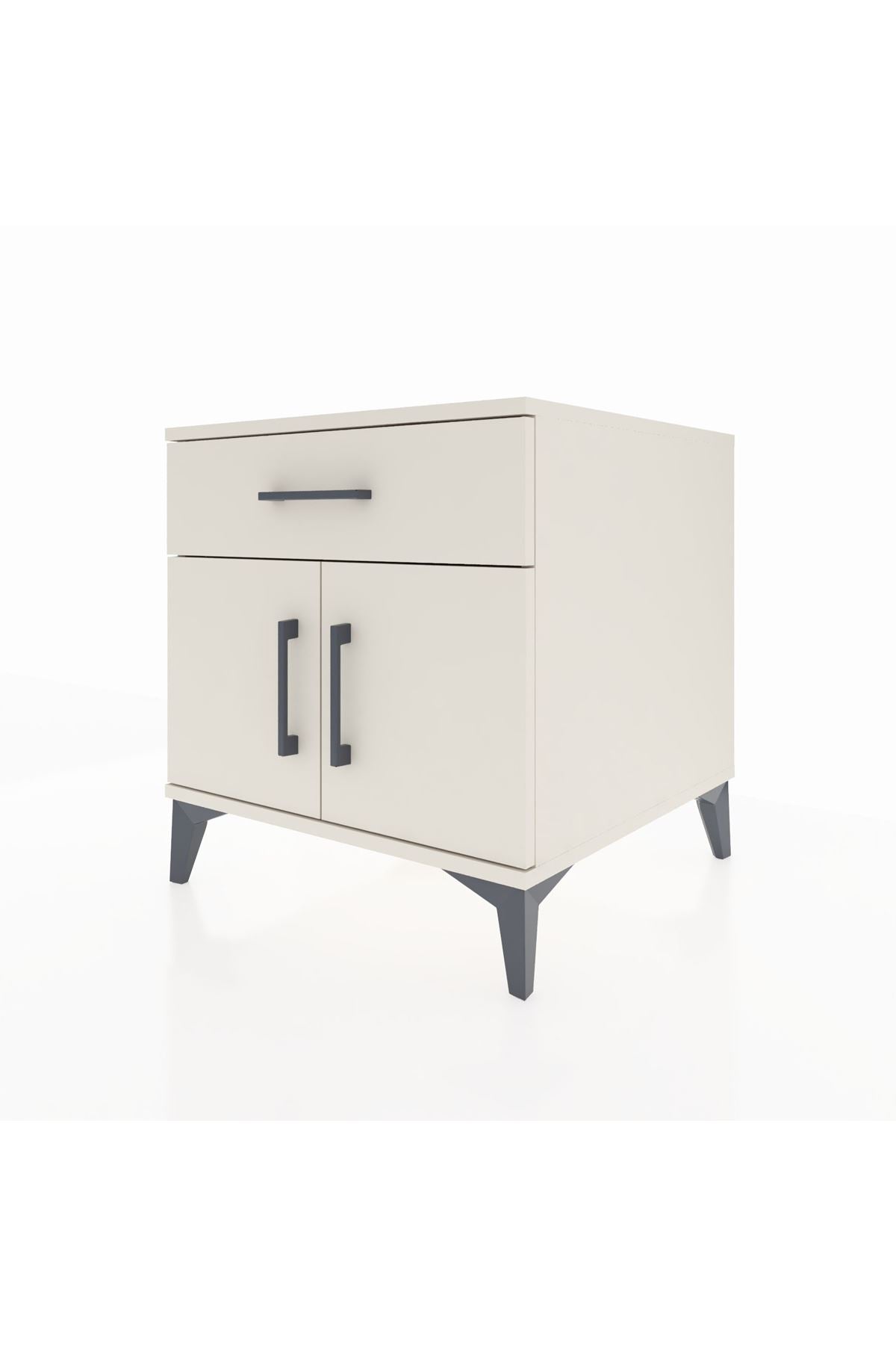 Kronos Komodin Tek Raflı Tek Çekmeceli 2 Kapaklı 60x59x64 Aytaşı-Aytaşı