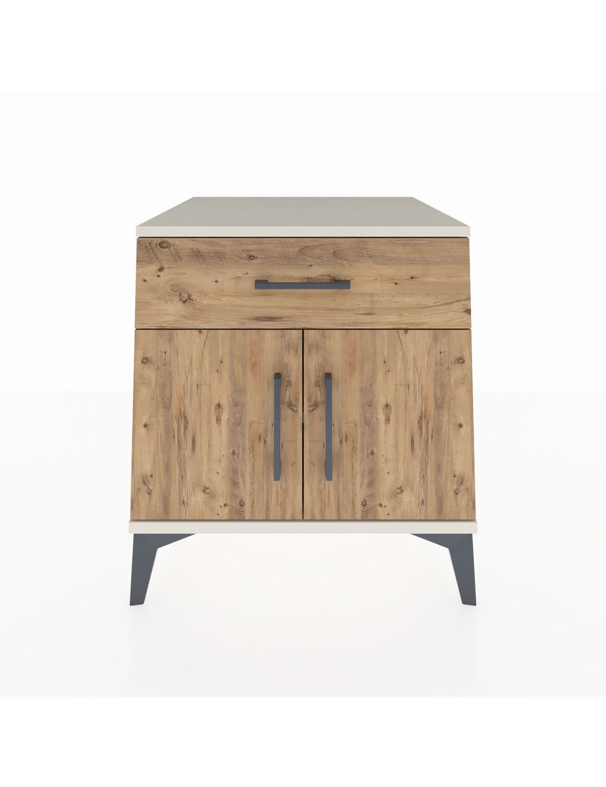 Kronos Komodin Tek Raflı Tek Çekmeceli 2 Kapaklı 60x59x64 Aytaşı-Çam