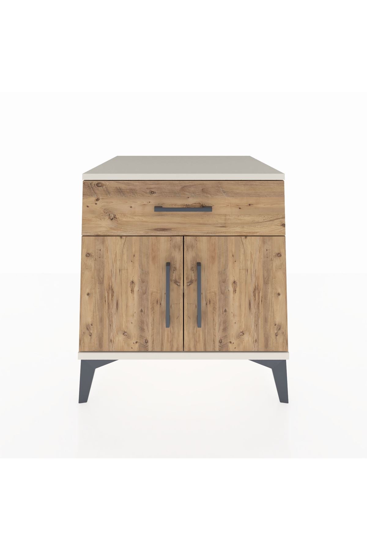 Kronos Komodin Tek Raflı Tek Çekmeceli 2 Kapaklı 60x59x64 Aytaşı-Çam