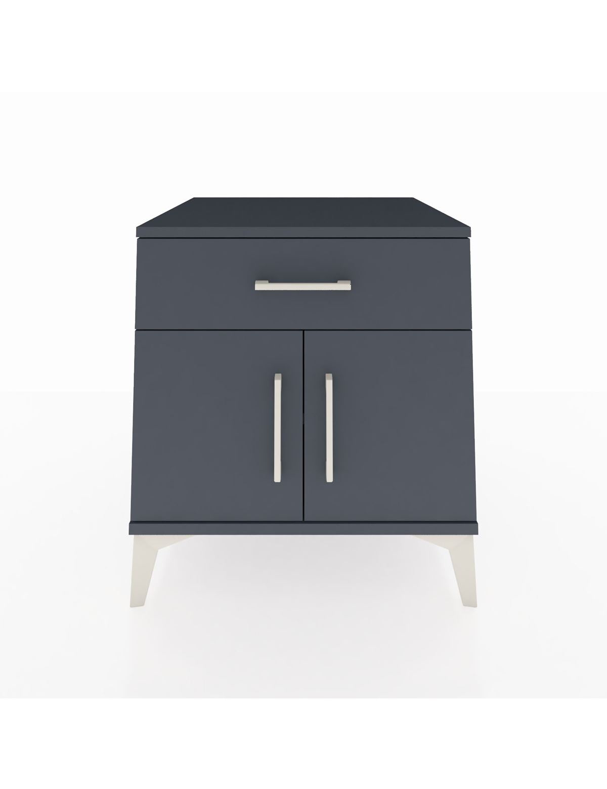 Kronos Komodin Tek Raflı Tek Çekmeceli 2 Kapaklı 60x59x64 Antrasit-Antrasit