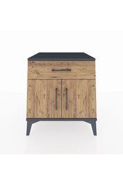 Kronos Komodin Tek Raflı Tek Çekmeceli 2 Kapaklı 60x59x64 Antrasit-Çam