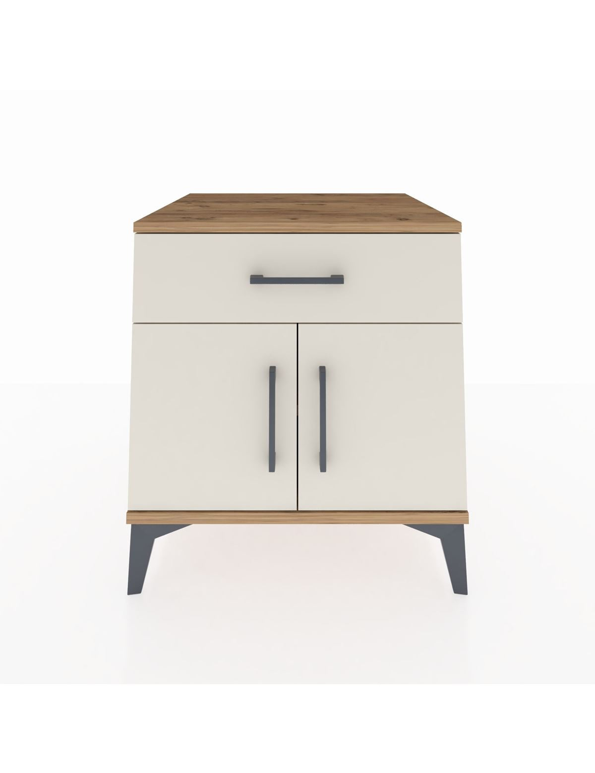 Kronos Komodin Tek Raflı Tek Çekmeceli 2 Kapaklı 60x59x64 Çam-Aytaşı