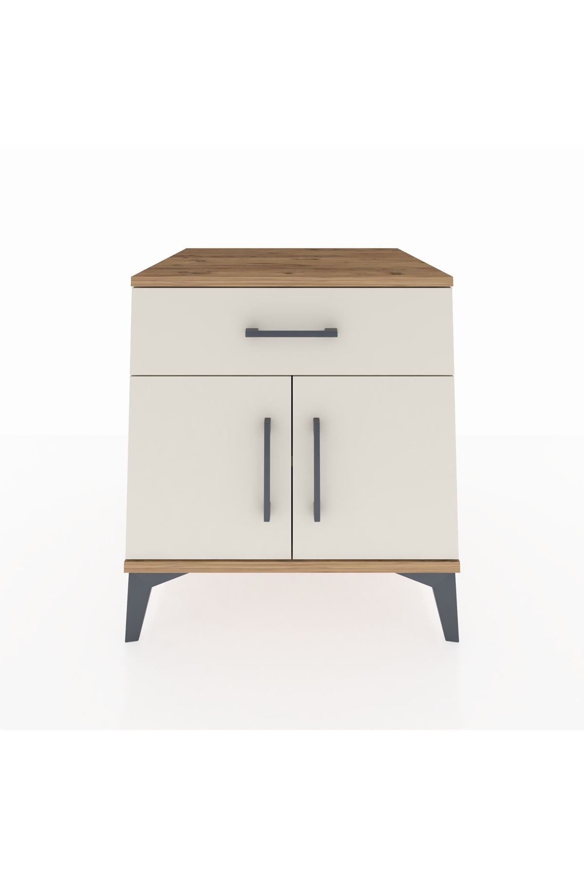 Kronos Komodin Tek Raflı Tek Çekmeceli 2 Kapaklı 60x59x64 Çam-Aytaşı