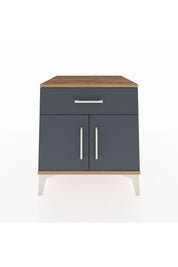 Kronos Komodin Tek Raflı Tek Çekmeceli 2 Kapaklı 60x59x64 Çam-Antrasit