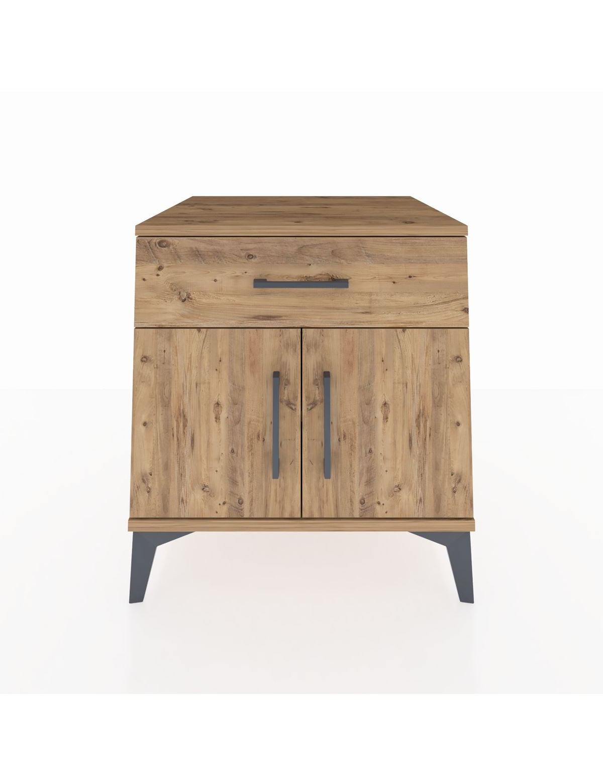 Kronos Komodin Tek Raflı Tek Çekmeceli 2 Kapaklı 60x59x64 Çam-Çam