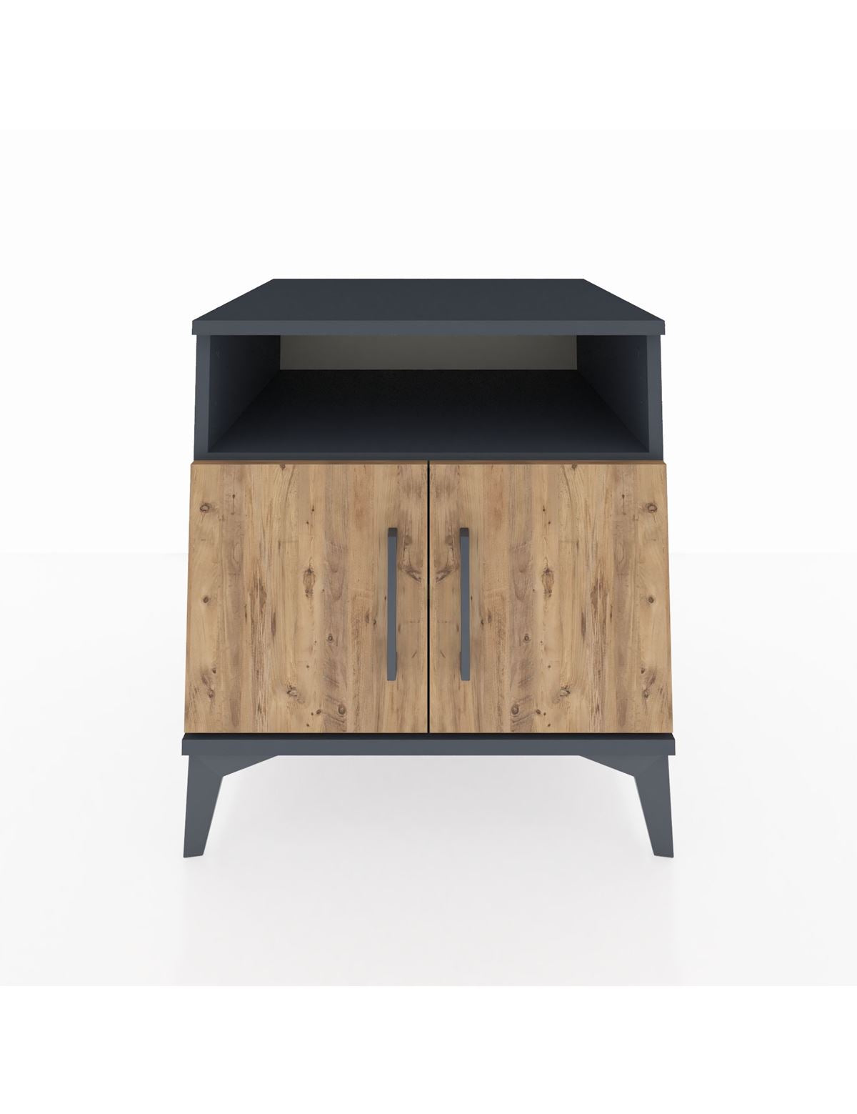 Kronos Komodin 2 Raflı 2 Kapaklı 60x59x64 Antrasit-Çam