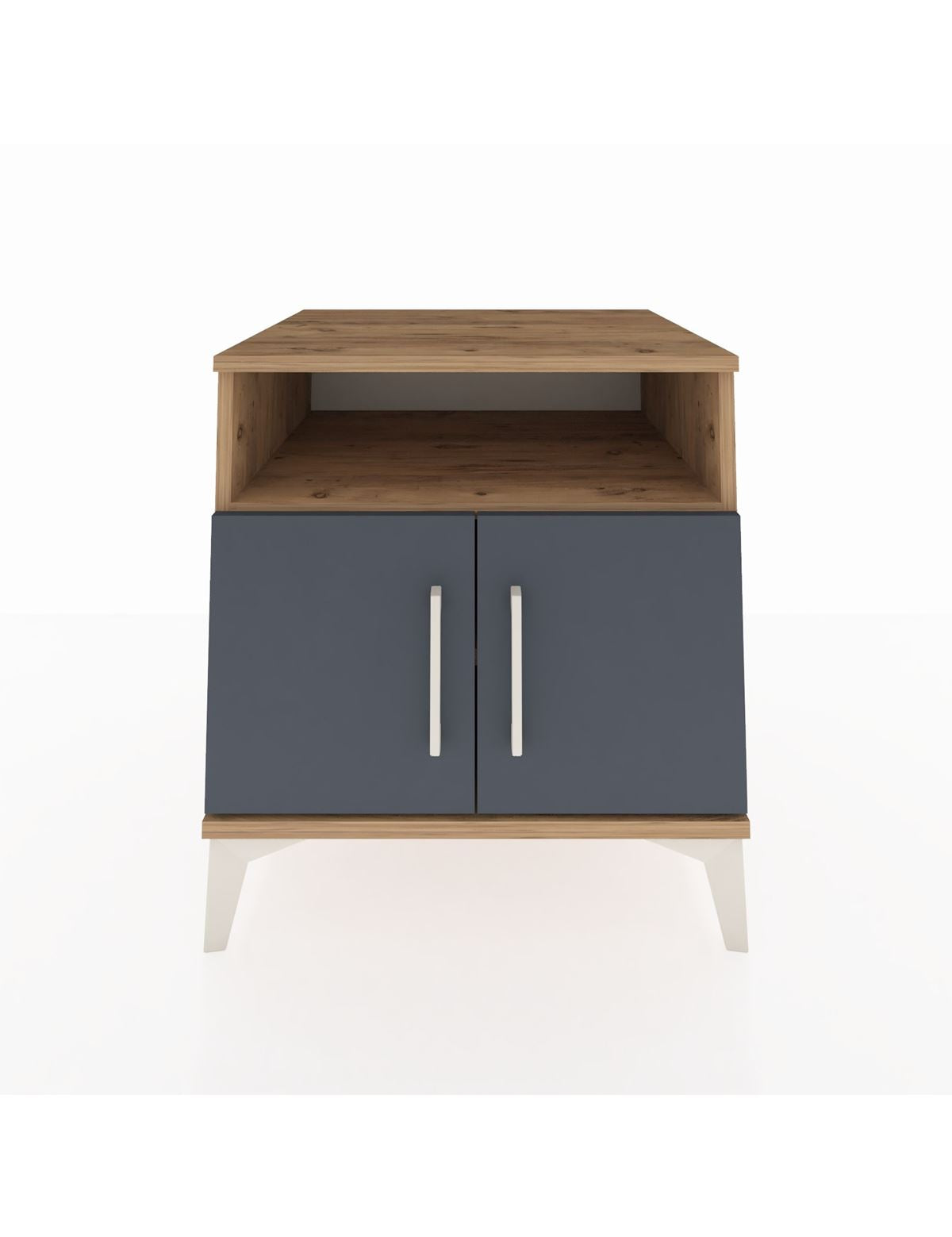 Kronos Komodin 2 Raflı 2 Kapaklı 60x59x64 Çam-Antrasit