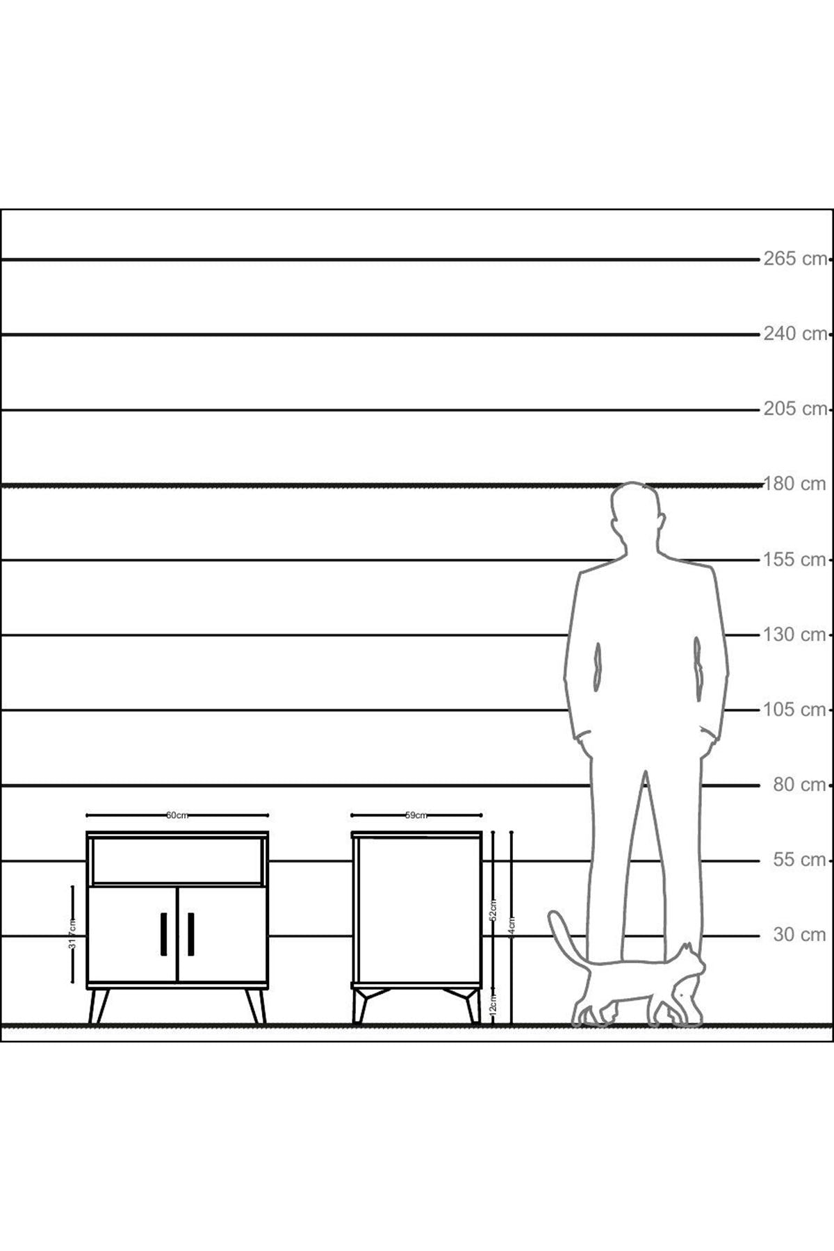 Kronos Komodin 2 Raflı 2 Kapaklı 60x59x64 - S78M009V9C
