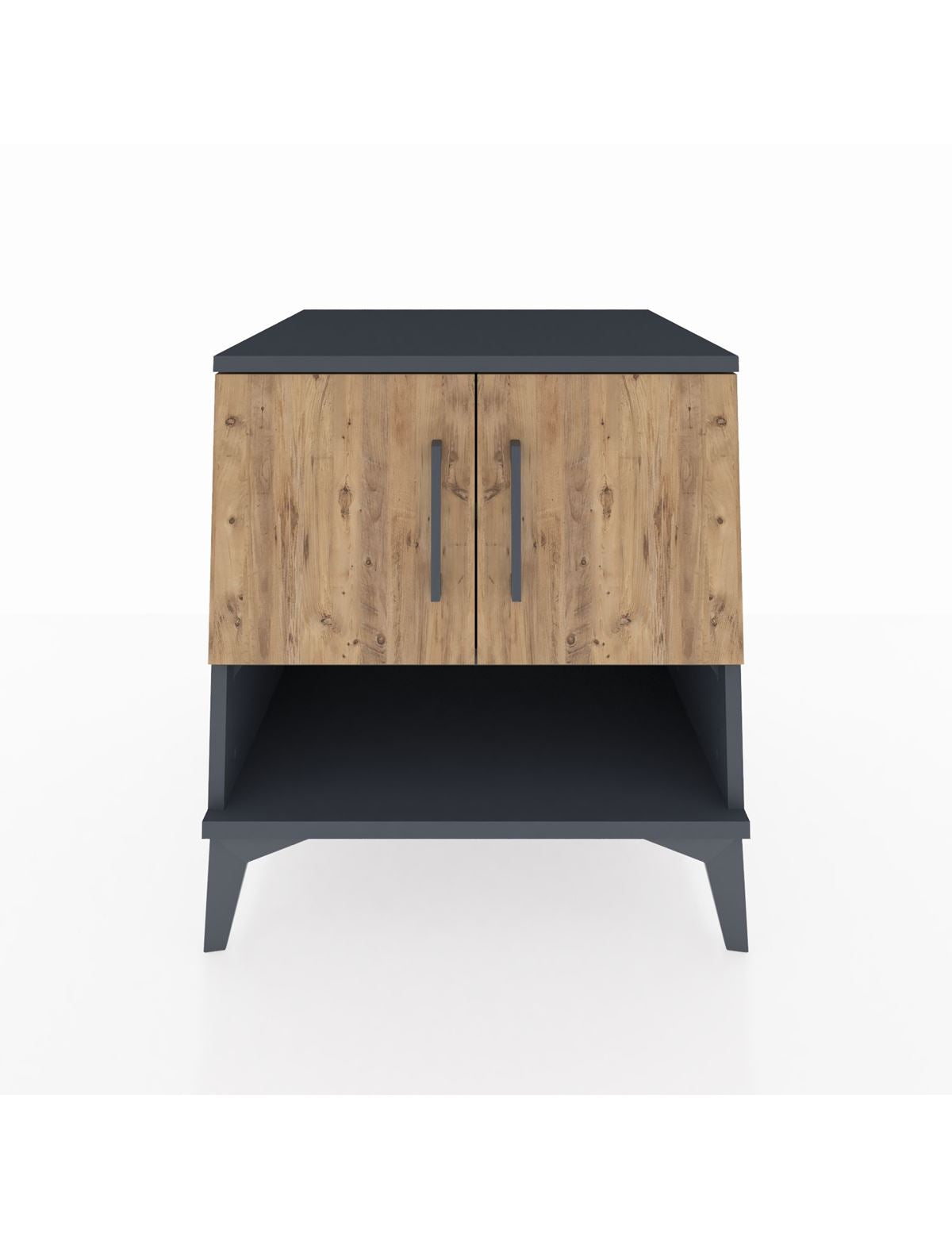 Kronos Komodin 2 Raflı 2 Kapaklı 60x59x64 Antrasit-Çam