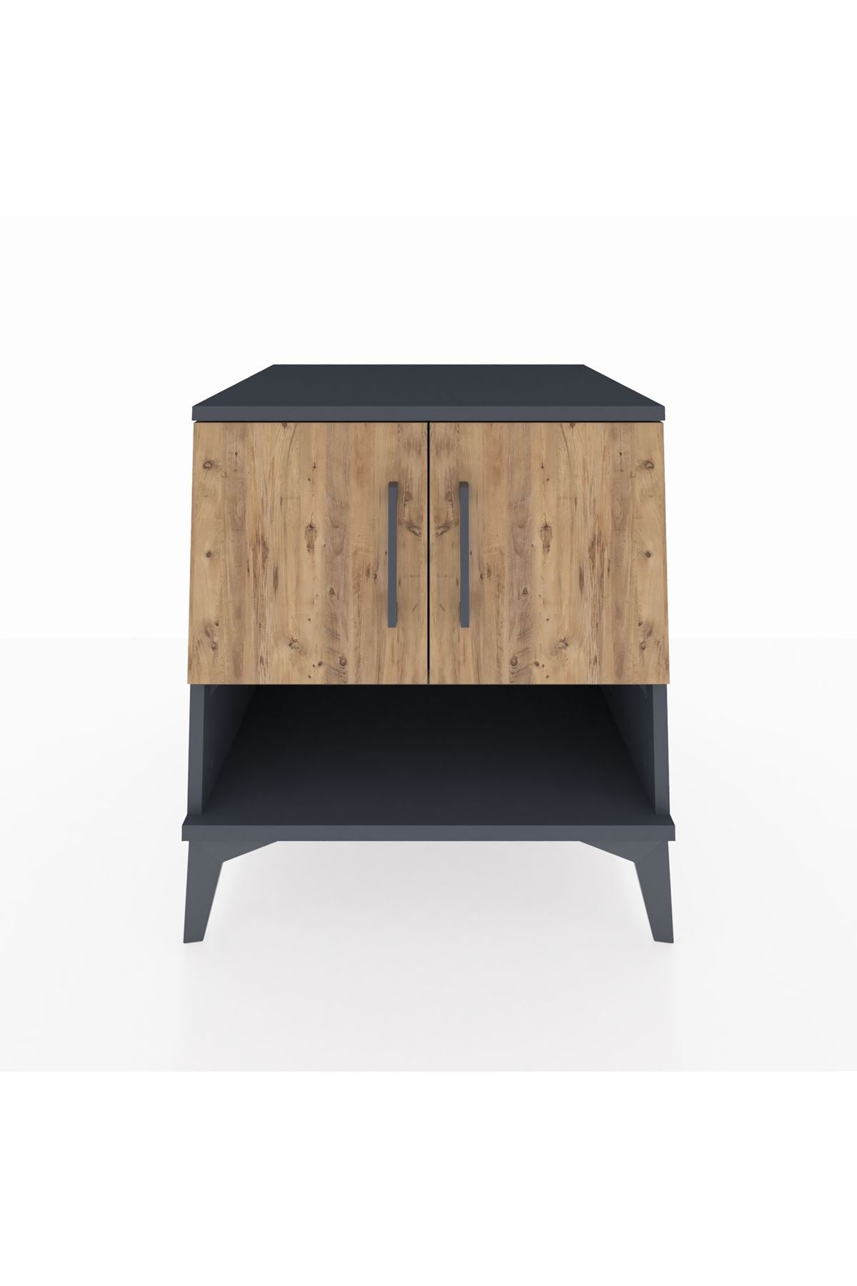 Kronos Komodin 2 Raflı 2 Kapaklı 60x59x64 Antrasit-Çam