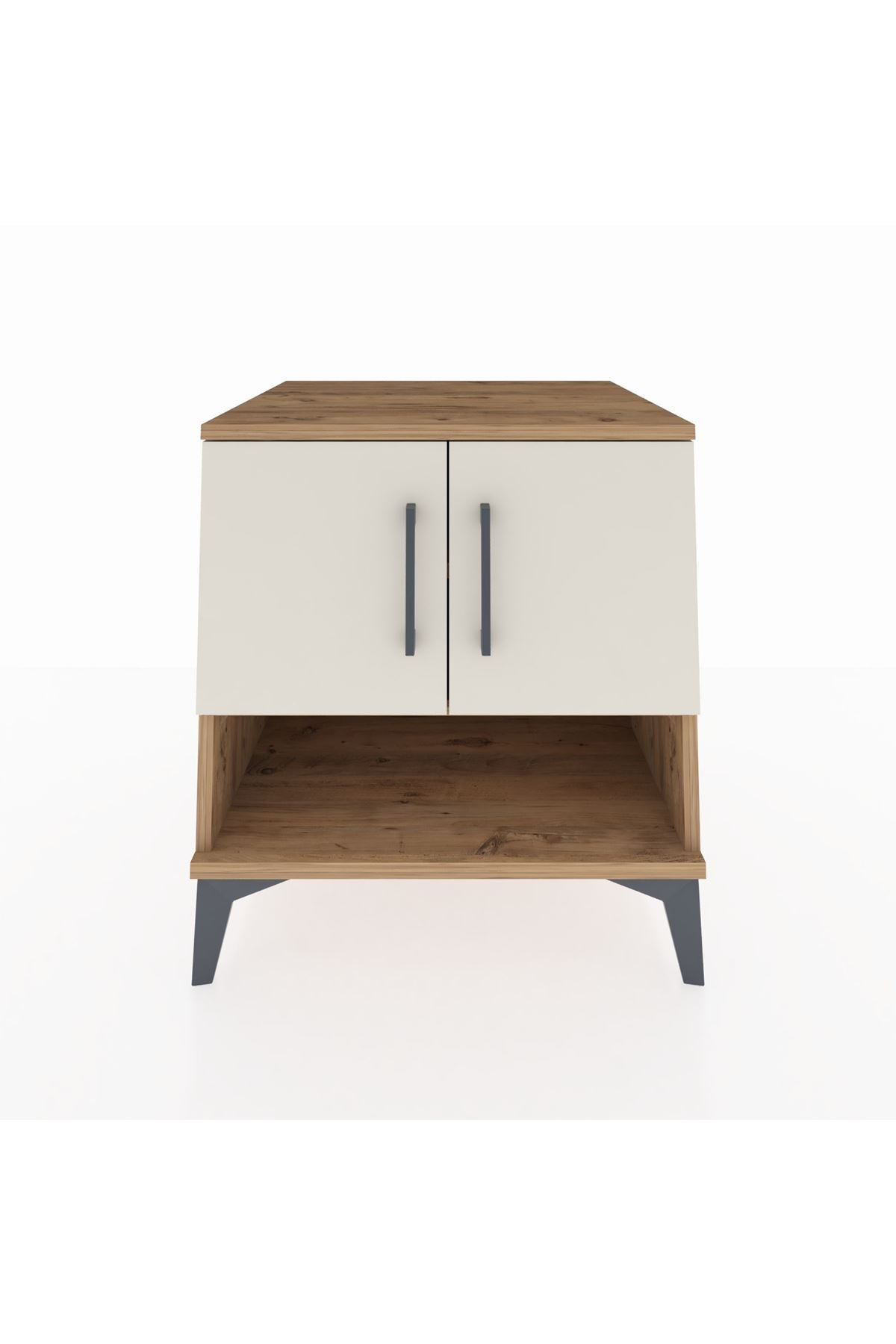 Kronos Komodin 2 Raflı 2 Kapaklı 60x59x64 Çam-Aytaşı