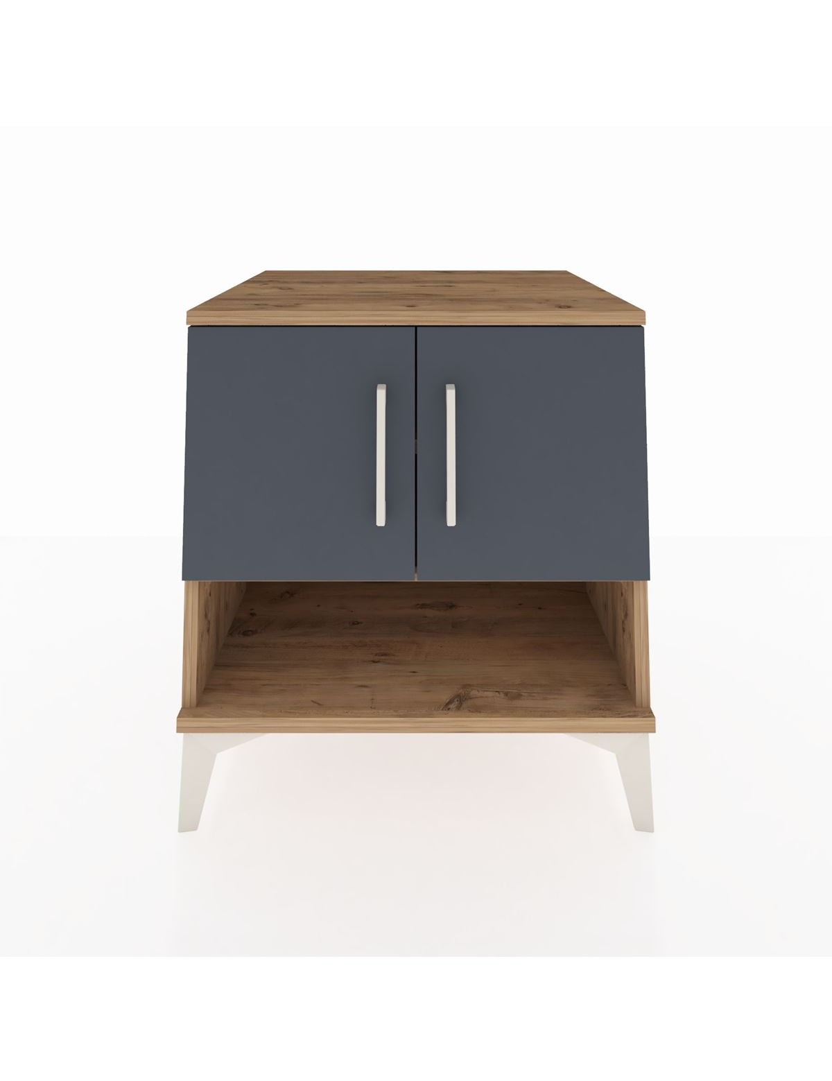 Kronos Komodin 2 Raflı 2 Kapaklı 60x59x64 Çam-Antrasit