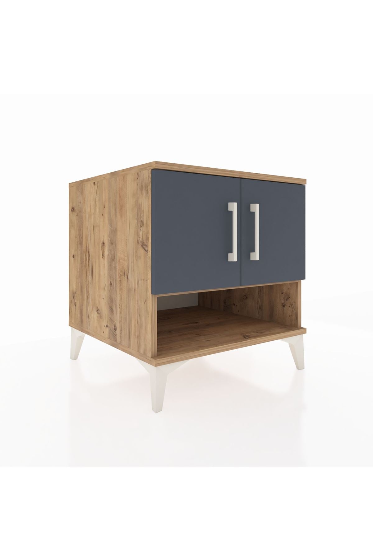 Kronos Komodin 2 Raflı 2 Kapaklı 60x59x64 Çam-Antrasit