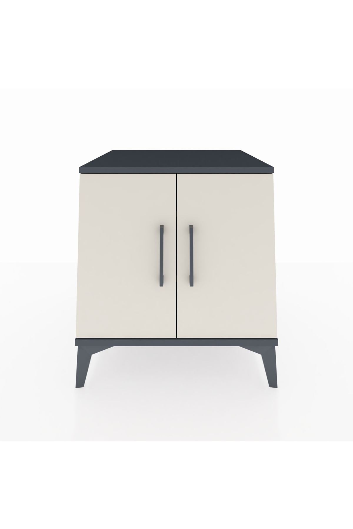 Kronos Komodin 2 Raflı 2 Kapaklı 60x59x64 Antrasit-Aytaşı