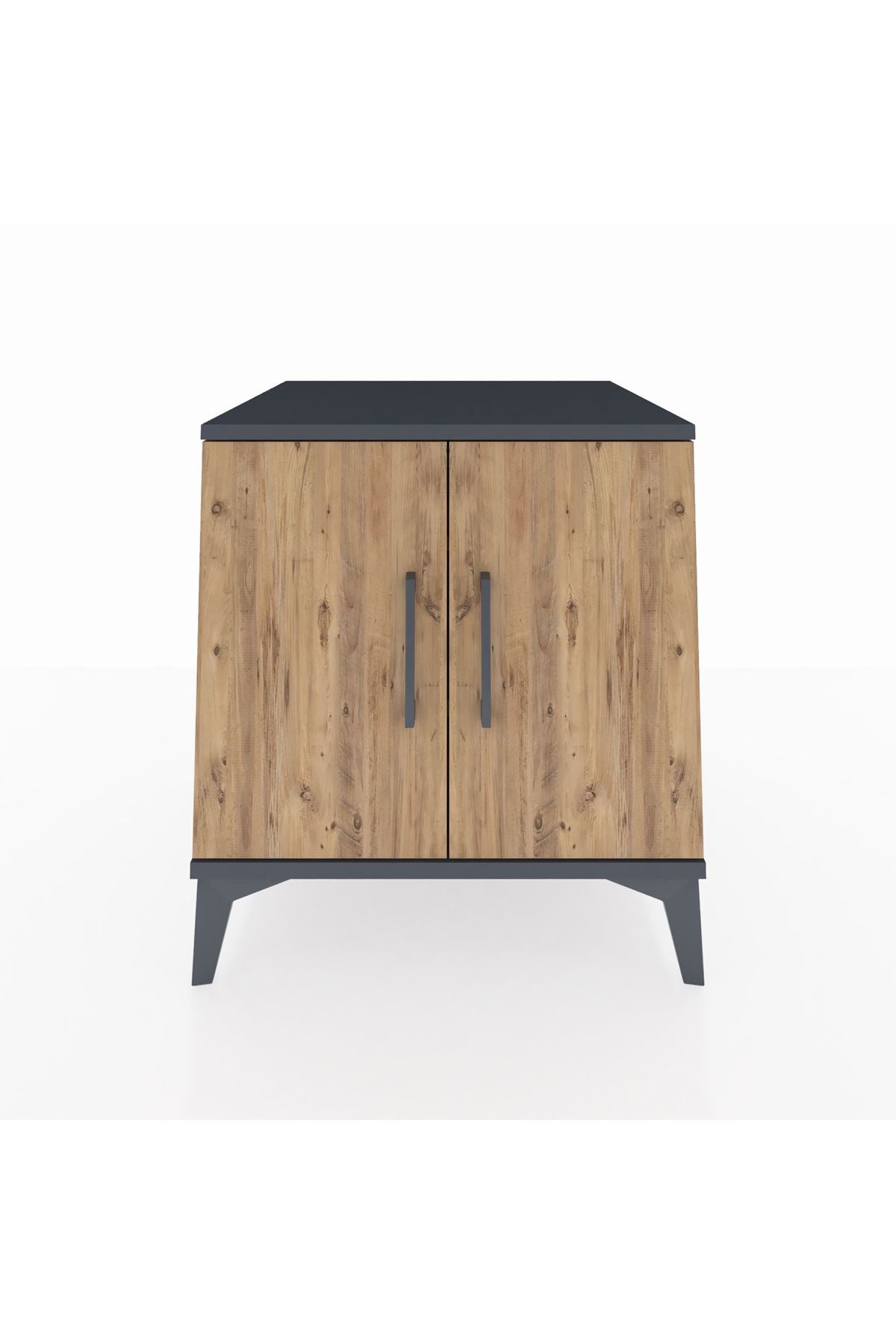 Kronos Komodin 2 Raflı 2 Kapaklı 60x59x64 Antrasit-Çam