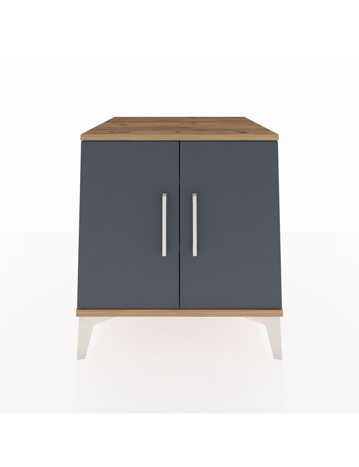 Kronos Komodin 2 Raflı 2 Kapaklı 60x59x64 Çam-Antrasit