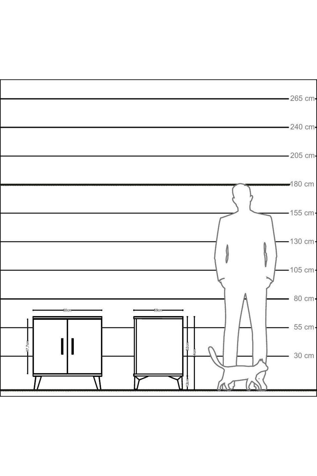 Kronos Komodin 2 Raflı 2 Kapaklı 60x59x64 - S78M011V8C