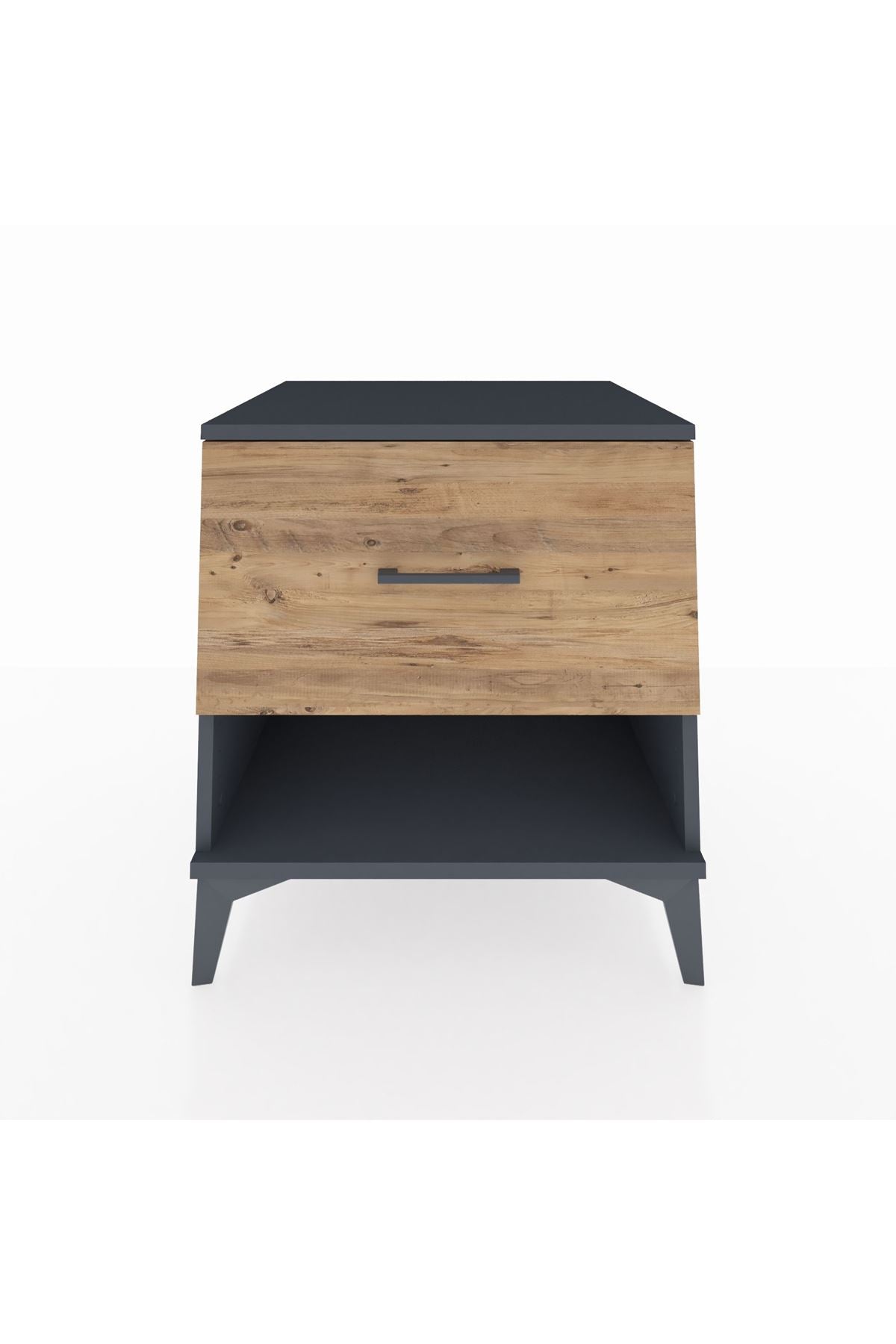 Kronos Komodin Tek Çekmeceli 60x59x64 Antrasit-Çam